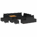Gartensofa-set mit Kissen 13 pcs Schwarz Poly Rattan