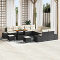 Gartensofa-set mit Kissen 13 pcs Schwarz Poly Rattan