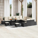 Gartensofa-set mit Kissen 13 pcs Schwarz Poly Rattan