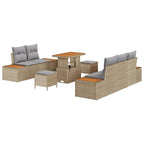 Garten-Sofa-Set mit Kissen 8 pcs Beige und Hellgrau