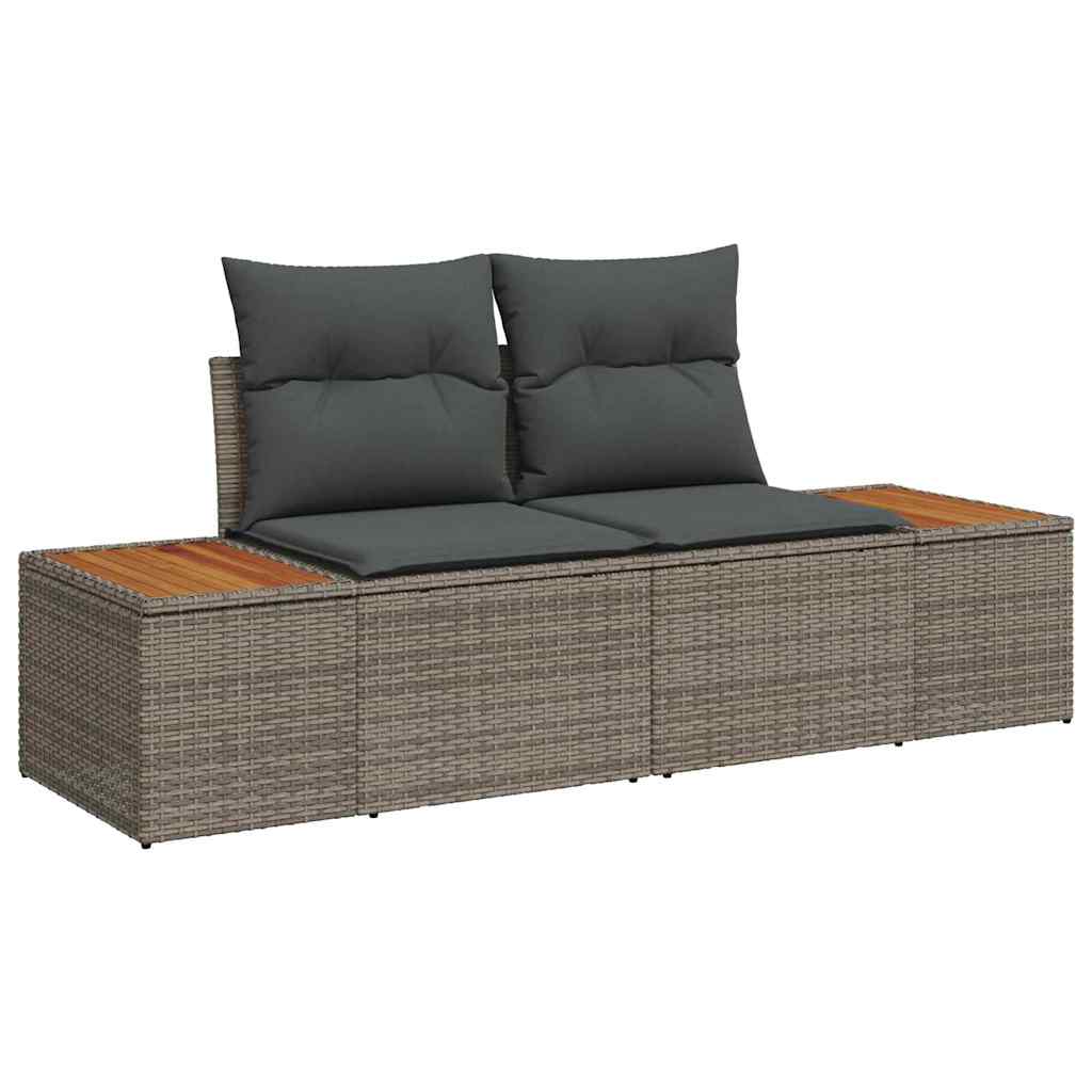 Gartensofa-set mit Kissen mit Speicher 9 pcs Grau Poly Rattan