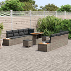 Gartensofa-set mit Kissen mit Speicher 11 pcs Grau Poly Rattan