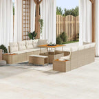 Gartensofa-set mit Kissen mit Speicher 11 pcs Beige Poly Rattan