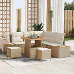Gartensofa-set mit Kissen mit Speicher 8 pcs Beige Poly Rattan
