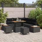 Gartensofa-set mit Kissen 8 pcs Schwarz Poly Rattan