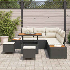 Gartensofa-set mit Kissen 8 pcs Schwarz Poly Rattan