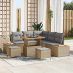 Gartensofa-set mit Kissen mit Speicher 8 pcs Beige Poly Rattan