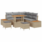 Gartensofa-set mit Kissen mit Speicher 8 pcs Beige Poly Rattan
