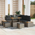 Gartensofa-set mit Kissen mit Speicher 8 pcs Grau Poly Rattan