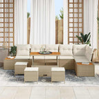 Gartensofa-set mit Kissen mit Speicher 10 pcs Beige Poly Rattan