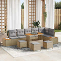 Gartensofa-set mit Kissen mit Speicher 10 pcs Beige Poly Rattan