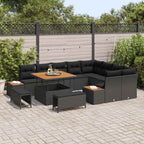 Gartensofa-set mit Kissen 12 pcs Schwarz Poly Rattan