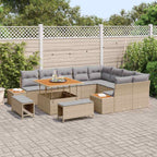 Gartensofa-set mit Kissen mit Speicher 12 pcs Beige Poly Rattan