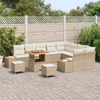 Gartensofa-set mit Kissen mit Speicher 12 pcs Beige Poly Rattan
