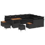 Gartensofa-set mit Kissen 12 pcs Schwarz Poly Rattan