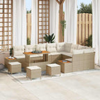 Gartensofa-set mit Kissen mit Speicher 13 pcs Beige Poly Rattan