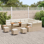 Gartensofa-set mit Kissen mit Speicher 13 pcs Beige Poly Rattan