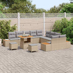 Gartensofa-set mit Kissen mit Speicher 13 pcs Beige Poly Rattan