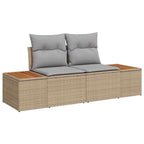 Gartensofa-set mit Kissen mit Speicher 13 pcs Beige Poly Rattan
