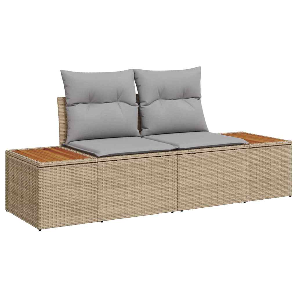 Gartensofa-set mit Kissen mit Speicher 13 pcs Beige Poly Rattan