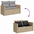 Gartensofa-set mit Kissen 10 pcs Beige und Hellgrau Poly-Rattan
