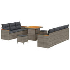 Gartensofa-set mit Kissen 14 pcs Grau Poly-Rattan