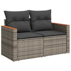 Gartensofa-set mit Kissen 14 pcs Grau Poly-Rattan
