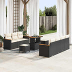 Gartensofa-set mit Kissen 14 pcs Schwarz und Creme Poly-Rattan