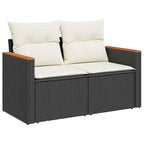 Gartensofa-set mit Kissen 12 pcs Schwarz Poly-Rattan
