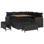 Gartensofa-set mit Kissen 8 pcs Schwarz Poly Rattan