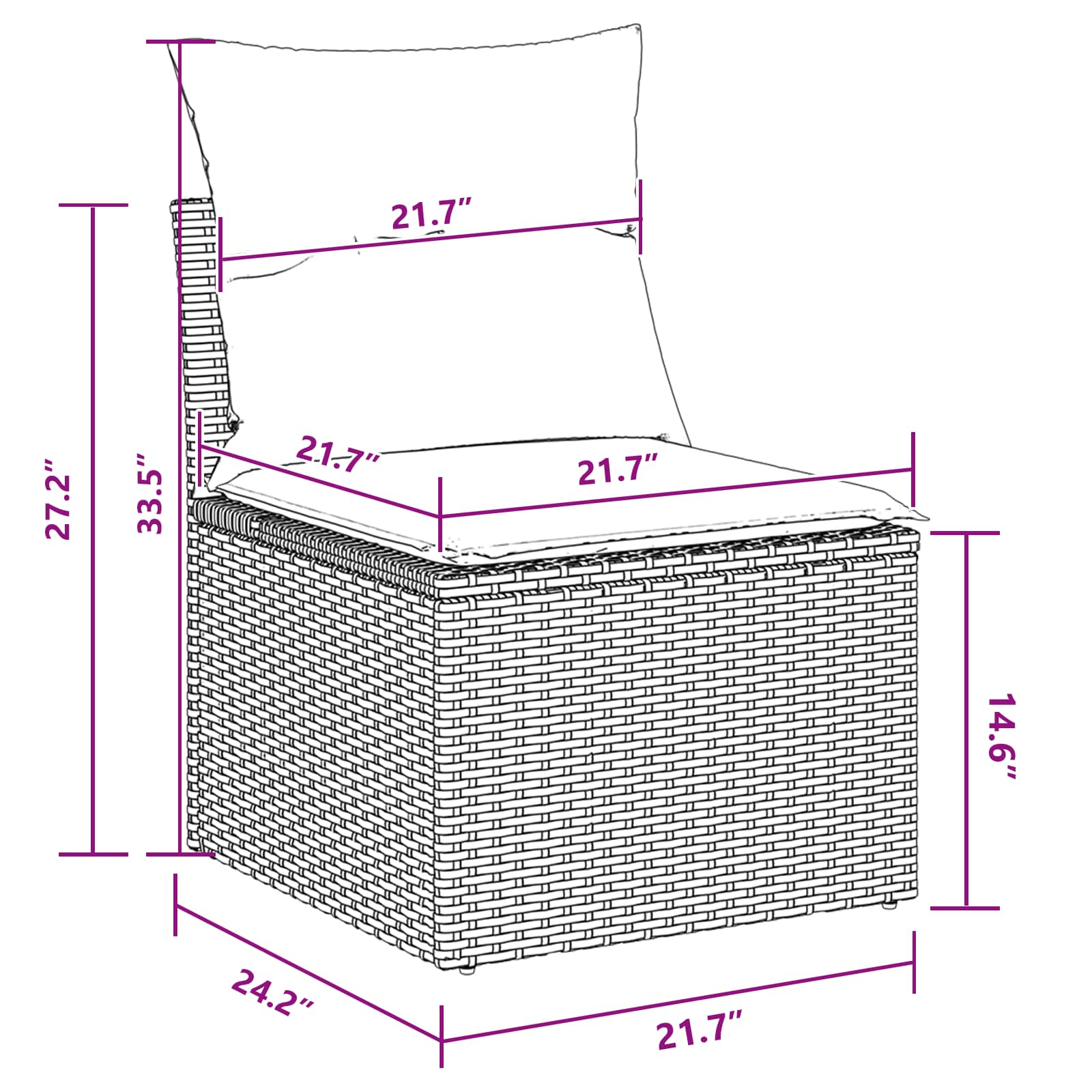 Gartensofa-set mit Kissen 8 pcs Schwarz Poly Rattan