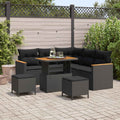Gartensofa-set mit Kissen 8 pcs Schwarz Poly Rattan