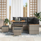 Gartensofa-set mit Kissen 8 pcs Grau Poly Rattan