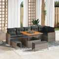 Gartensofa-set mit Kissen 9 pcs Grau Poly Rattan