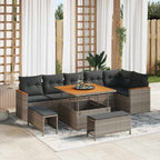 Gartensofa-set mit Kissen 9 pcs Grau Poly Rattan