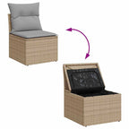 Gartensofa-set mit Kissen 9 pcs Beige Poly Rattan