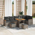 Gartensofa-set mit Kissen 9 pcs Grau Poly Rattan