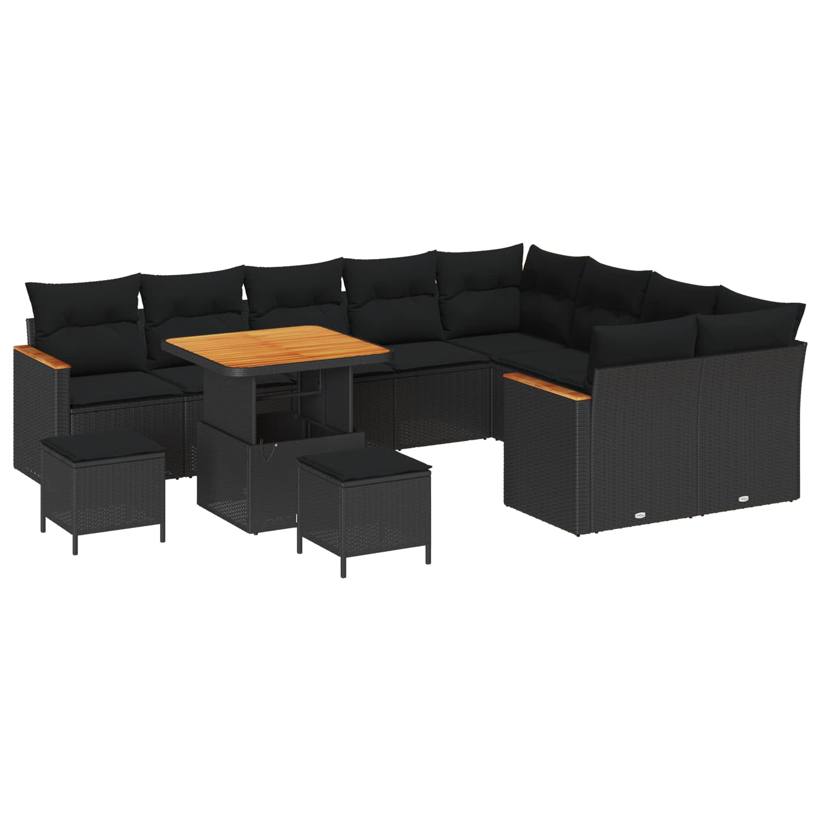 Gartensofa-set mit Kissen mit Kissen 12 pcs Schwarz Poly Rattan