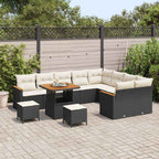 Gartensofa-set mit Kissen mit Kissen 12 pcs Schwarz Poly Rattan