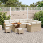 Gartensofa-set mit Kissen mit Speicher 12 pcs Beige Poly Rattan