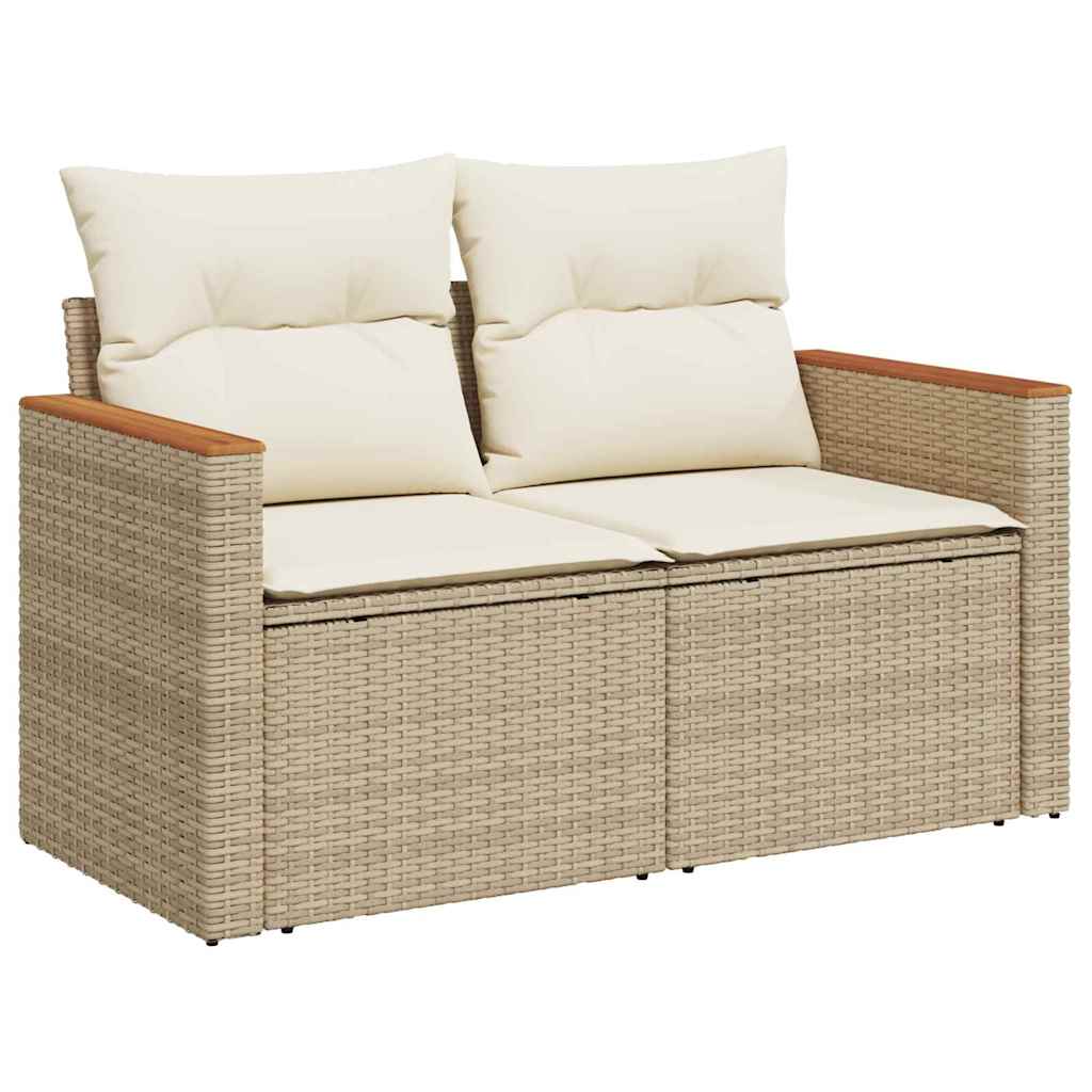 Gartensofa-set mit Kissen mit Speicher 12 pcs Beige Poly Rattan