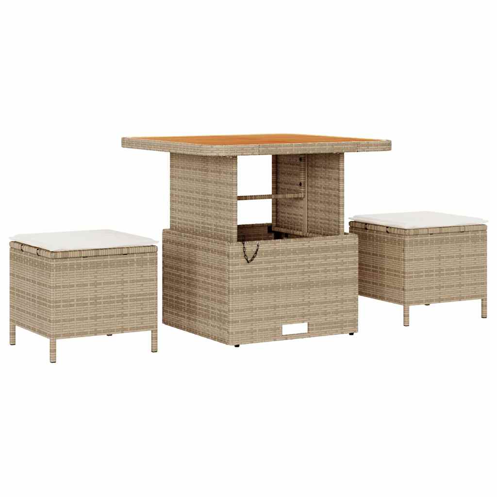 Gartensofa-set mit Kissen mit Speicher 12 pcs Beige Poly Rattan