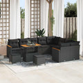 Gartensofa-set mit Kissen mit Kissen 12 pcs Schwarz Poly Rattan
