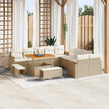 Gartensofa-set mit Kissen 13 pcs Beige Poly-Rattan