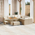 Gartensofa-set mit Kissen 13 pcs Beige Poly-Rattan