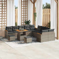 Gartensofa-set mit Kissen 13 pcs Grau Poly-Rattan