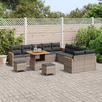 Gartensofa-set mit Kissen 13 pcs Grau Poly-Rattan