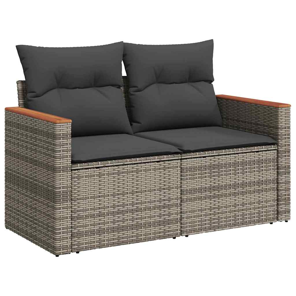 Gartensofa-set mit Kissen 13 pcs Grau Poly-Rattan