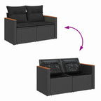 Gartensofa-set mit Kissen 13 pcs Schwarz Poly-Rattan
