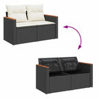 Gartensofa-set mit Kissen 13 pcs Schwarz Poly-Rattan